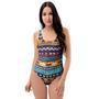 Colorful Neon Ethic Aztec Maya Print One Piece Swimsuite