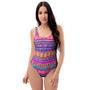 Colorful Neon Tribal Navajo Aztec Print One Piece Swimsuite