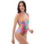 Colorful Palm Tree Hawaiian Print One Piece Swimsuite