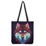 Colorful Siberian Husky Print Tote Bag