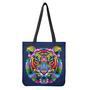 Colorful Tiger Portrait Print Tote Bag