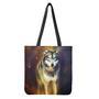 Cosmic Wolf Portrait Print Tote Bag