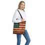 Cracked American Flag Print Tote Bag