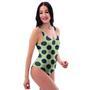 Cream And Black Polka Dot One Piece Swimsuite