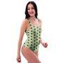 Cream And Black Polka Dot Print One Piece Swimsuite