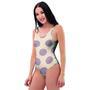 Cream And Brown Polka Dot One Piece Swimsuite