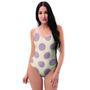 Cream And Brown Polka Dot One Piece Swimsuite