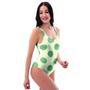 Cream And Emerald Polka Dot One Piece Swimsuite