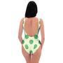 Cream And Emerald Polka Dot One Piece Swimsuite