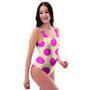 Cream And Pink Polka Dot One Piece Swimsuite