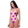 Cream And Pink Polka Dot One Piece Swimsuite