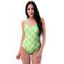 Cream And Teal Polka Dot One Piece Swimsuite