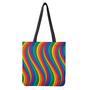 Curved Rainbow Pattern Print Tote Bag