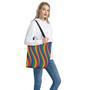 Curved Rainbow Pattern Print Tote Bag