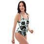 Cute Black Cat Print One Piece Swimsuite