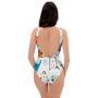 Cute Cartoon Doodle Cat Print One Piece Swimsuite