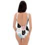 Cute Cat Face Print One Piece Swimsuite