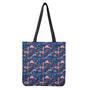 Cute Dino Leaves And Flowers Print Tote Bag