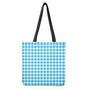 Cyan Blue And White Gingham Print Tote Bag