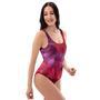 Dark Red Tie Dye One Piece Swimsuite