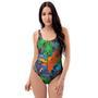 Dinosaur T-Rex Graffiti Print One Piece Swimsuite