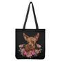 Embroidery Chihuahua And Flower Print Tote Bag