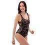 Embroidery Japanese Dragon Print One Piece Swimsuite