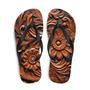 Faux Brown Leather Scrolled Design -Brown Flip-Flops