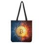 Fire And Water Bitcoin Print Tote Bag