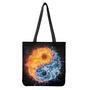 Fire And Water Yin Yang Print Tote Bag