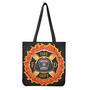 Flaming Firefighter Emblem Print Tote Bag