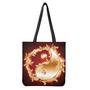 Flaming Yin Yang Print Tote Bag