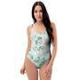 Floral Mint Butterfly Print One Piece Swimsuite