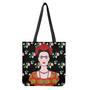 Frida Kahlo And Pink Flower Print Tote Bag