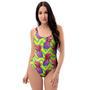 Geometric Hawaiian Pineapple Print One Piece Swimsuite