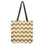 Gold And White Chevron Pattern Print Tote Bag