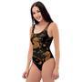 Gold Janpanese Dragon Print One Piece Swimsuite