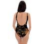 Gold Janpanese Dragon Print One Piece Swimsuite