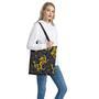 Gold Japanese Dragon Pattern Print Tote Bag