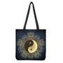 Gold Yin Yang Mandala Print Tote Bag