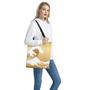 Golden Kanagawa Wave Print Tote Bag