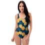 Golden Pineapple Edm Hawaiian Print One Piece Swimsuite