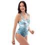 Golden Powder Blue Marble One Piece Swimsuite