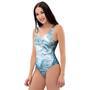 Golden Powder Blue Marble One Piece Swimsuite