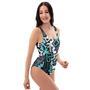 Graffiti Geometric Print One Piece Swimsuite