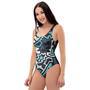 Graffiti Geometric Print One Piece Swimsuite