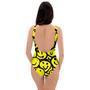 Graffiti Happy Emoji Print One Piece Swimsuite