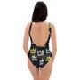 Graffiti Hiphop White And Yellow Crown Print One Piece Swimsuite