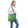 Green Abstract Liquid Trippy Print Tote Bag