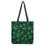 Green And Black Cannabis Leaf Print Tote Bag